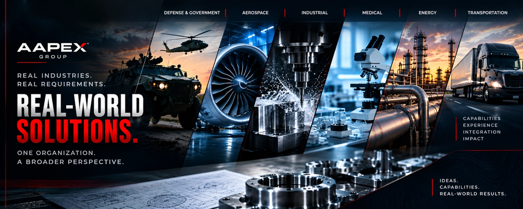 AAPEX Group solutions across aerospace, defense, industrial, medical, energy and transportation markets